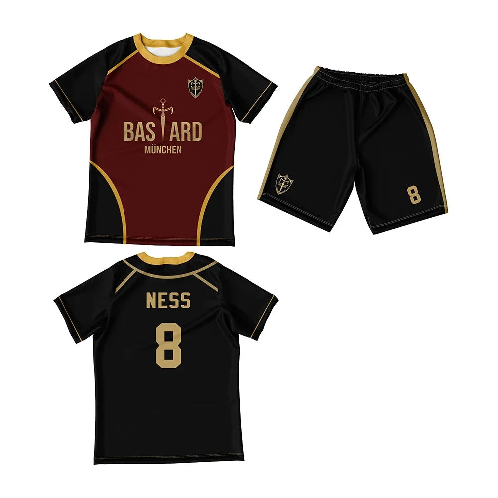 Men Jersey Set Futsal Football Pattern Blue Lock Anime Bastard Munchen 3d Print T-shirt Short 2pcs Sets Suit Sports Tops Tee Boy.