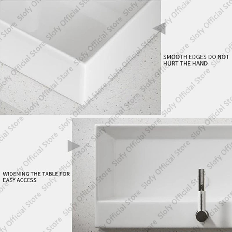 Large Square Ceramic Washbasin For Bathroom Countertop Basin White Sink Above Counter Pedestal Hotel Home Balcony Bathroom Sinks