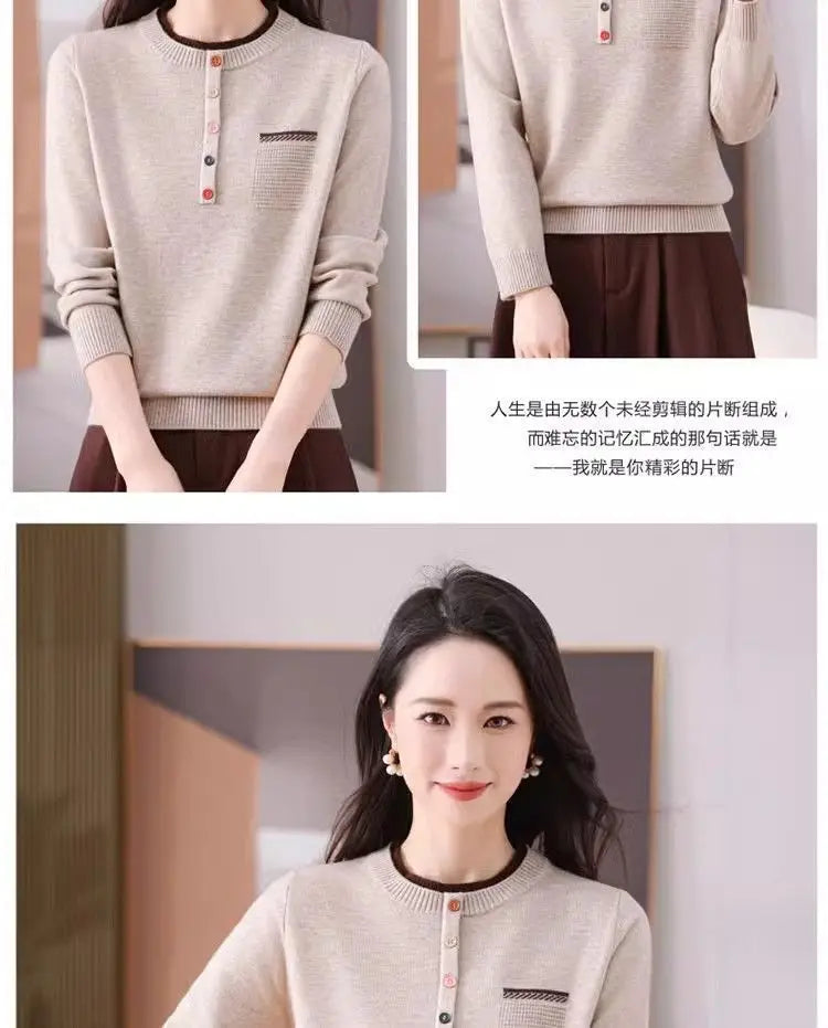 Frauen Kleidung Lose Mode Pullover Herbst/Winter Warme Elegante Gestrickte Langarm Pullover Dame Casual Oansatz Alle-spiel top.