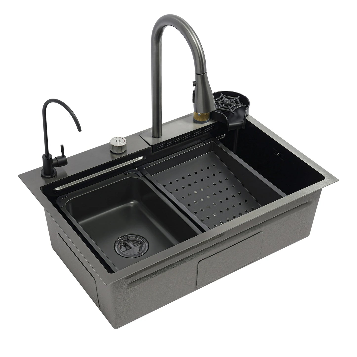 Edelstahl Rechteckige 68*45*21 cm Küche Waschbecken Große Single Slot Wasserhahn Set Seifenspender Tasse Waschmaschine