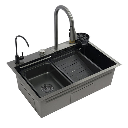 Edelstahl Rechteckige 68*45*21 cm Küche Waschbecken Große Single Slot Wasserhahn Set Seifenspender Tasse Waschmaschine