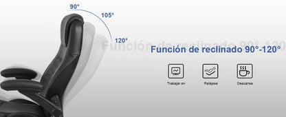 Ralex-Stuhl Ergonomischer Bürostuhl mit 200 kg Tragkraft, PU-Leder-Schreibtischstuhl mit Lordosenstütze und hochklappbaren Armlehnen,