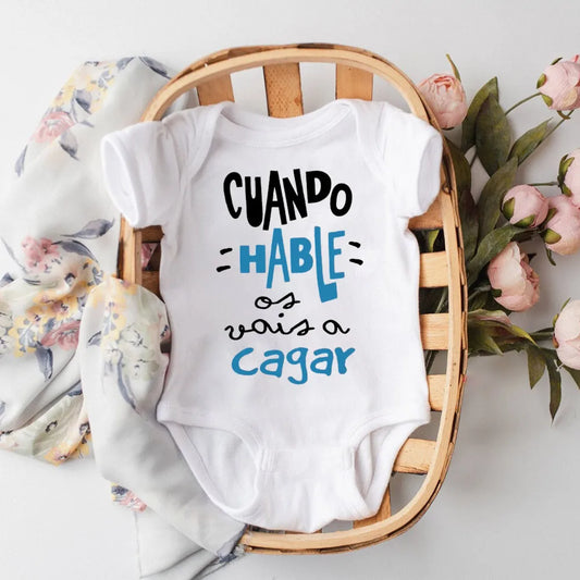 When I Talk You Mess Up The Gift Print Baby Strampler Säuglingsbodysuit Baby Niedliche Kleidung Neugeborene Kurzarm Bodys Kleinkind Geschenk.