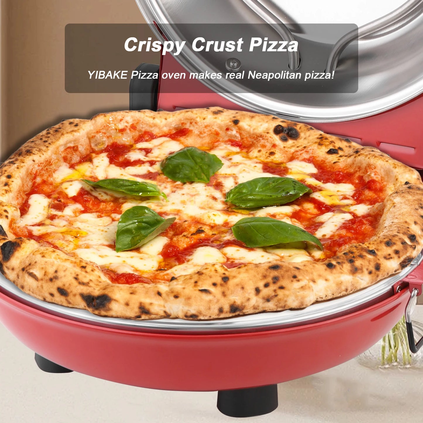 12-Zoll-Elektro-Pizzaofen für den Innenbereich, Arbeitsplattenhersteller mit Keramiksteinen, erhitzt bis zu 420 ℃   für köstliche, gebackene Pizzeria-Steine