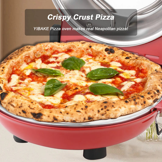 12-Zoll-Elektro-Pizzaofen für den Innenbereich, Arbeitsplattenhersteller mit Keramiksteinen, erhitzt bis zu 420 ℃   für köstliche, gebackene Pizzeria-Steine