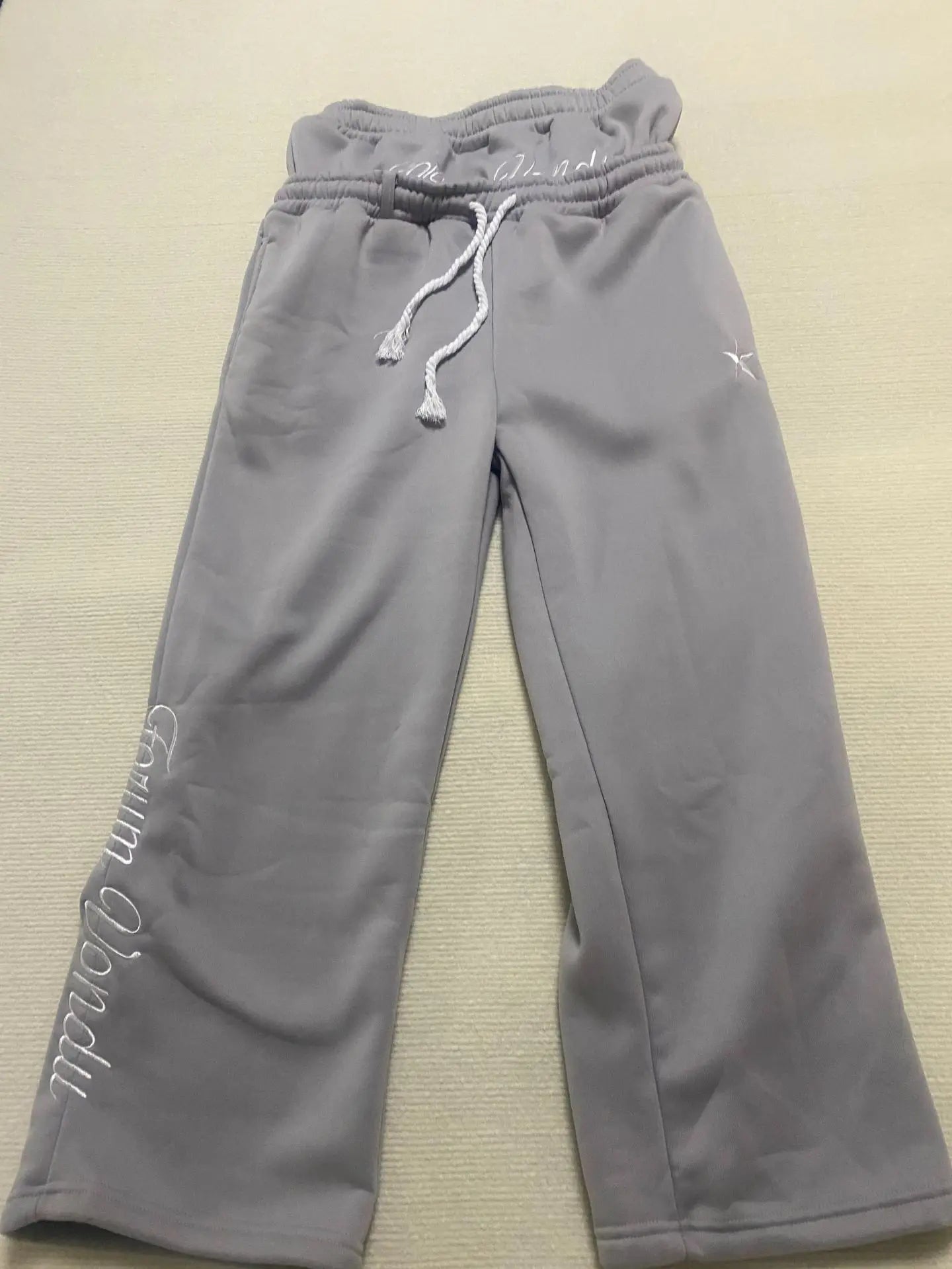 Harajuku Loose Double Waisted Sweatpants Y2K American Solid Color Letter Embroidery Casual Pants Hip Hop Drawstring Waist Jogger.