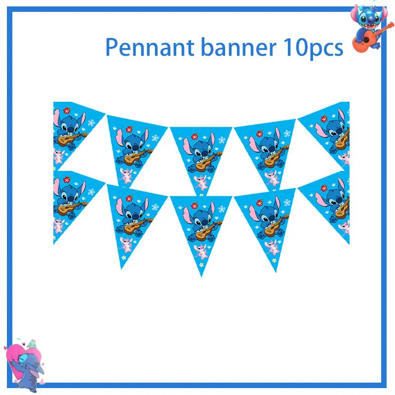 Disney Stich Geburtstag Party Dekorationen Blau Thema Geschirr Tischdecke Banner Hängende Spirale Für Kinder Event Liefert