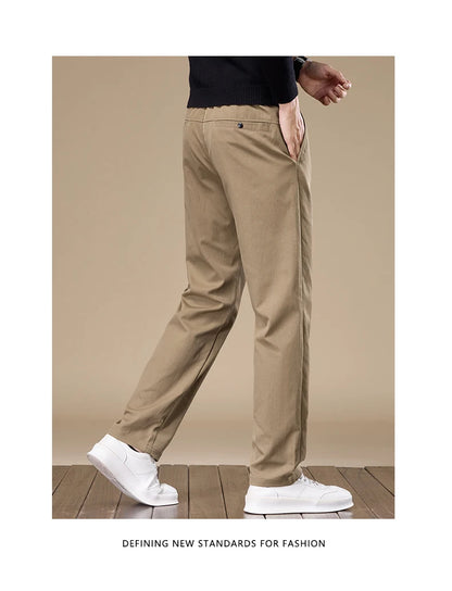 Men's Slim-Fit Straight-Leg Casual Trousers for Young and Middle-Aged Men - New Autumn Collection.