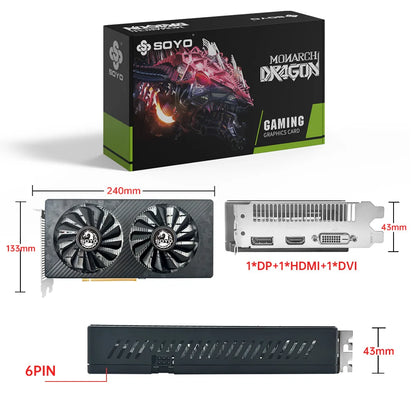 SOYO AMD RX 590 8GB Placa De Video Gaming Graphics Card GDDR5 256Bit PCI Express 3.0 ×16 6Pin Radeon GPU rx590 Series.