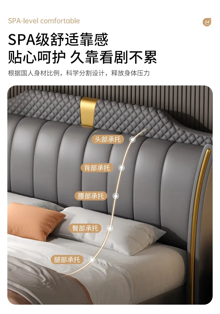 Luxuriöses Doppelbett mit Rahmen, 200 x 200 cm, King-Size-Bett, beleuchtet, 180 x 200, Queen-Size-Bett, luxuriöses, modernes, voll beleuchtetes 2-Personen-Schlafzimmer-Wohnmöbel