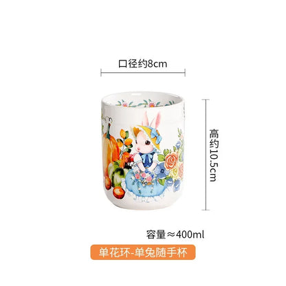 Creative Pumpkin Rabbit Pattern Tableware Garden Style Ceramic Plate Home Cute Dinner Plate Salad Bowl Kitchen Accessories