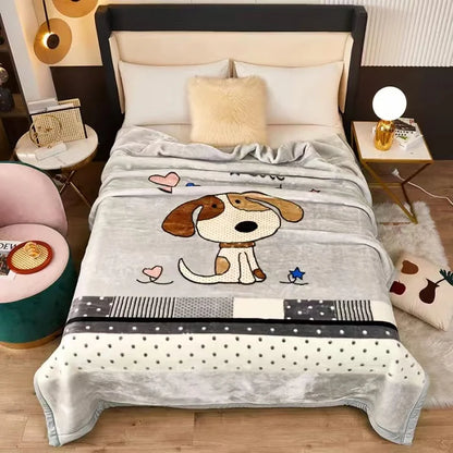 Fleece Blanket Plush Blanket King Size Heavy Mink Blanket Silky Soft and Warm 2 Ply A&B Printed Raschel Bed Blanket Rose/Peony