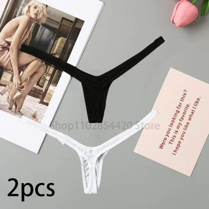 2/4pcs New Deep V Thong Women's Breathable  Line Sexy Hot Waist Mini Panties Bikini Bottom Thongs Female Panty Women Underwear.