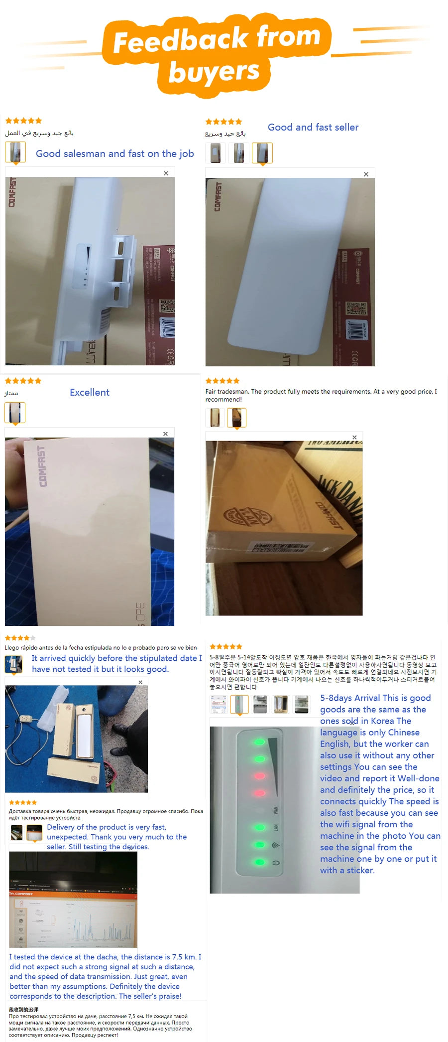 Comfast Outdoor Access Point 300Mbps 3-5KM Long Range Router CPE 2.4GHz Wireless Radio Bridge 2*14dBi Wifi Antenna Nanostation.