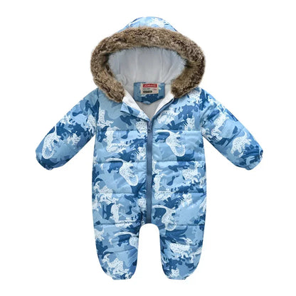 Plus Dicke Samt Bodys Kleidung Winter Baby Wasserdicht Mit Kapuze Einteiliges Mädchen Jungen Overalls Ski Anzug Infant Dicke Warme strampler