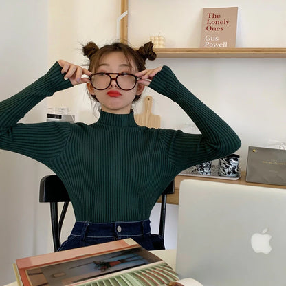2026 chic Herbst winter Pullover Pullover Frauen Langarm casual rollkragen warme grundlegende Pullover stricken Jumper top