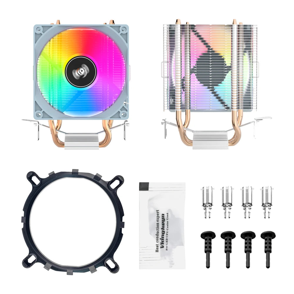 Aigo CPU Cooler 2 4 6 Heat Pipes PC Radiator Cooling 3PIN PWM Silent Rgb Fan For Intel  1700 1150 1155 1156 1366 AM2/AM3/AM4 AMD.