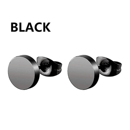 1 Pairs Black Earrings Set Punk Stainless Steel Stud Earrings For Men Women Vintage Hip Hop Piercing Ear Jewelry Accessories