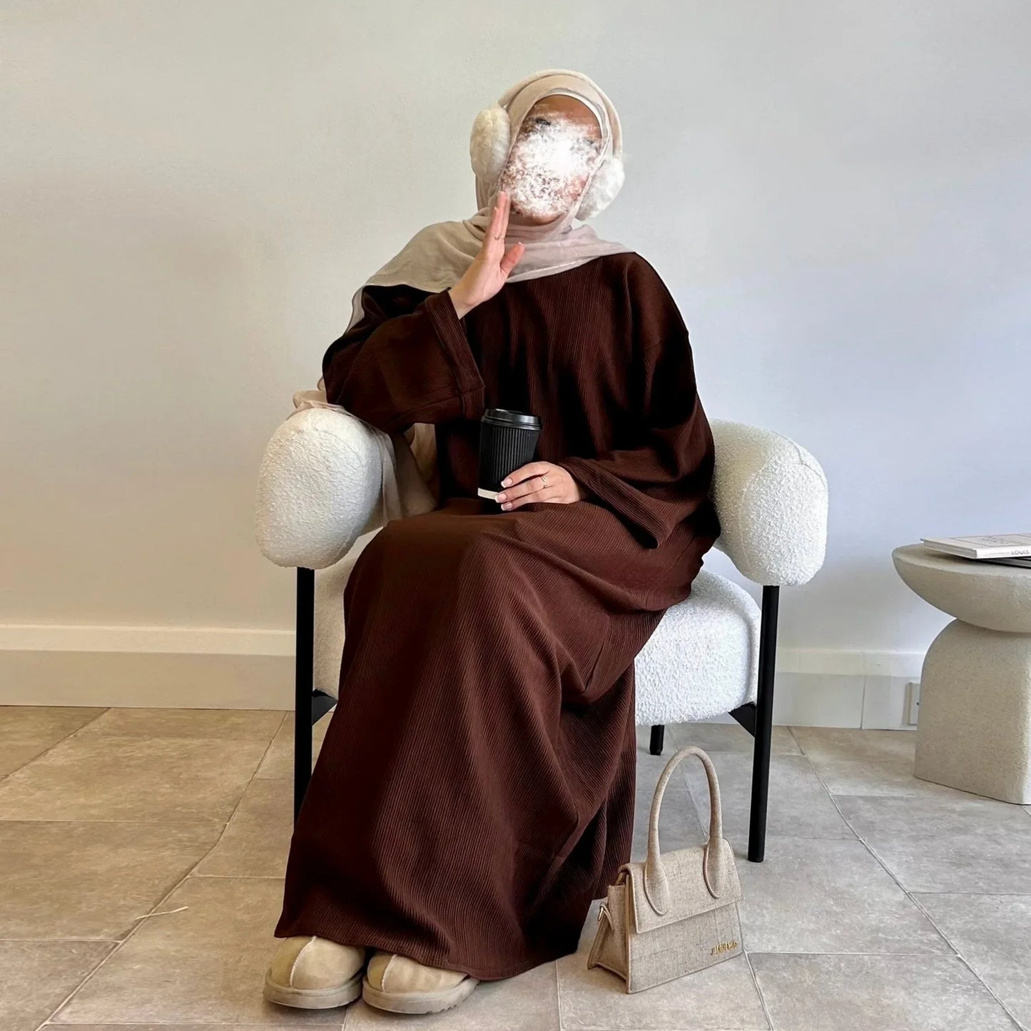 Warm Arabic Corduroy Abaya Dress for Women Ramadan Dubai Women Modest Muslim Coat Winter Islam Clothing New Turkey Solid Robe