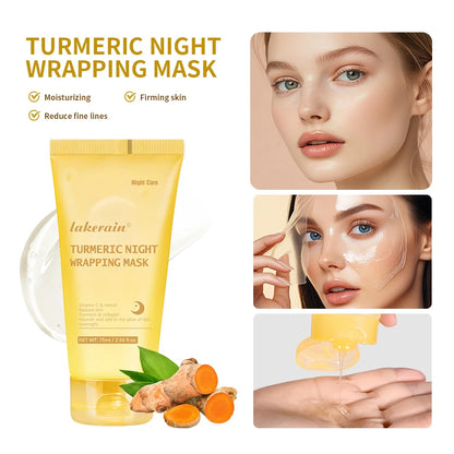 Kojic Acid Turmeric Overnight Wrapping Peel Off Mask Nourishes Hydrolyzed Collagen Glowing Skin Skin Firmnes Korean Skincare.