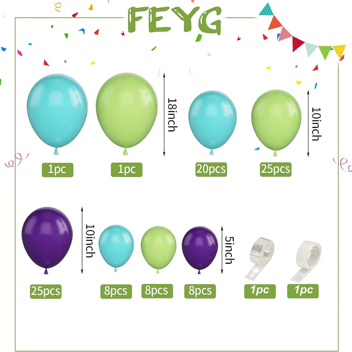 96 stücke grün und andere Farben Latex Ballon Bogen Set für Geburtstage, Hochzeiten, Geschlecht offenbaren, Junggesellen abschied, Familien treffen.