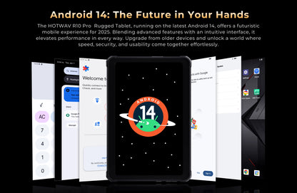 HOTWAV R10 Pro Rugged Tablet Android 14 10.1'' HD+ 13MP Camera Pad 10800mAh Battery 8GB 256GB 8-core OTG Charging Tablet PC