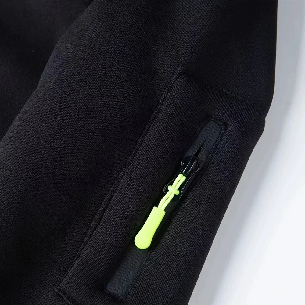 New men's hooded sportswear for autumn and winter 2025, long-sleeved multi-zipper pocket outdoor fishing casual pullover.