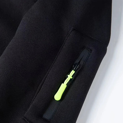 New men's hooded sportswear for autumn and winter 2025, long-sleeved multi-zipper pocket outdoor fishing casual pullover.