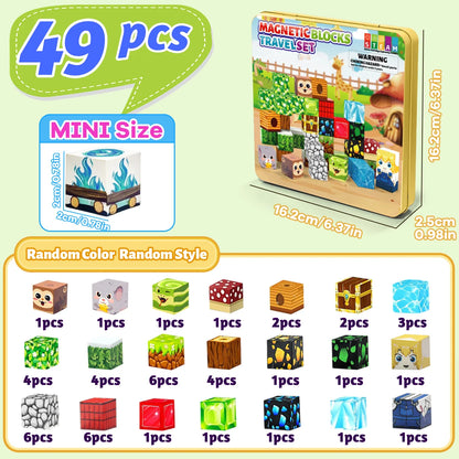 Magnetic Blocks Travel Magnet Cube Magnetic Building Blocks Toys with Portable Iron Box STEM Educational Magnet Toys for Kids.