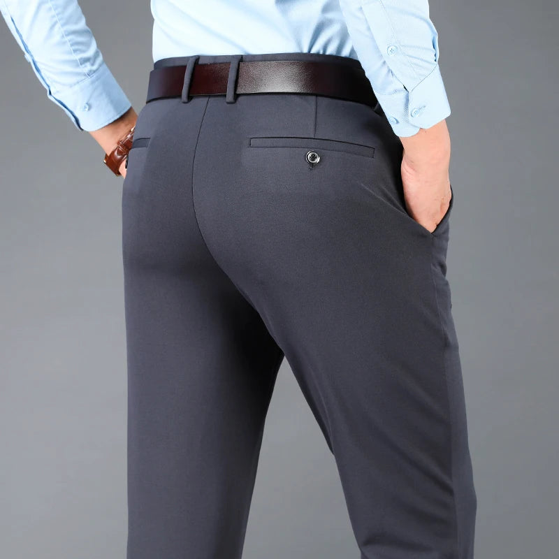 Men's Business Casual Pants Spring Summer Elastic Trousers Office Suit Pants Quick Dry Formal Pants Breathable Comfortable.
