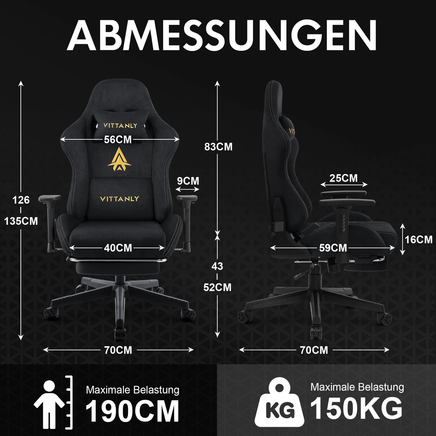 Kitinjoy Gaming-Stuhl aus natürlichem Wildleder, hohe Rückenlehne, ergonomischer Computerstuhl mit Fußstütze, bequemer Bürostuhl für Erwachsene