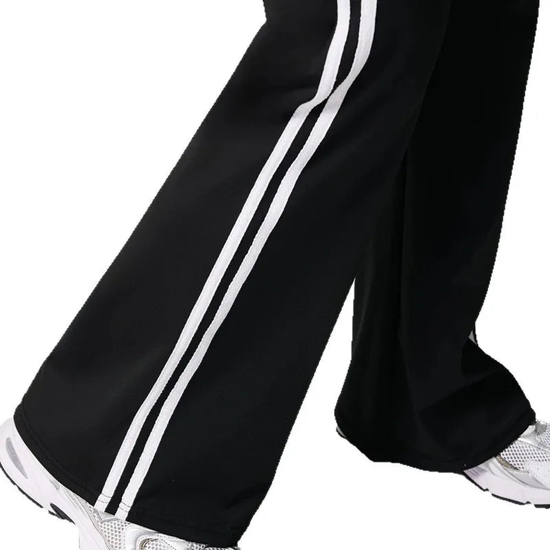 Womens High Waisted Yoga Fitness Leggings American Style Running Butt Lift Stretch Gym Workout Fashion Striped Flared Leggings.