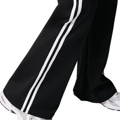 Womens High Waisted Yoga Fitness Leggings American Style Running Butt Lift Stretch Gym Workout Fashion Striped Flared Leggings.