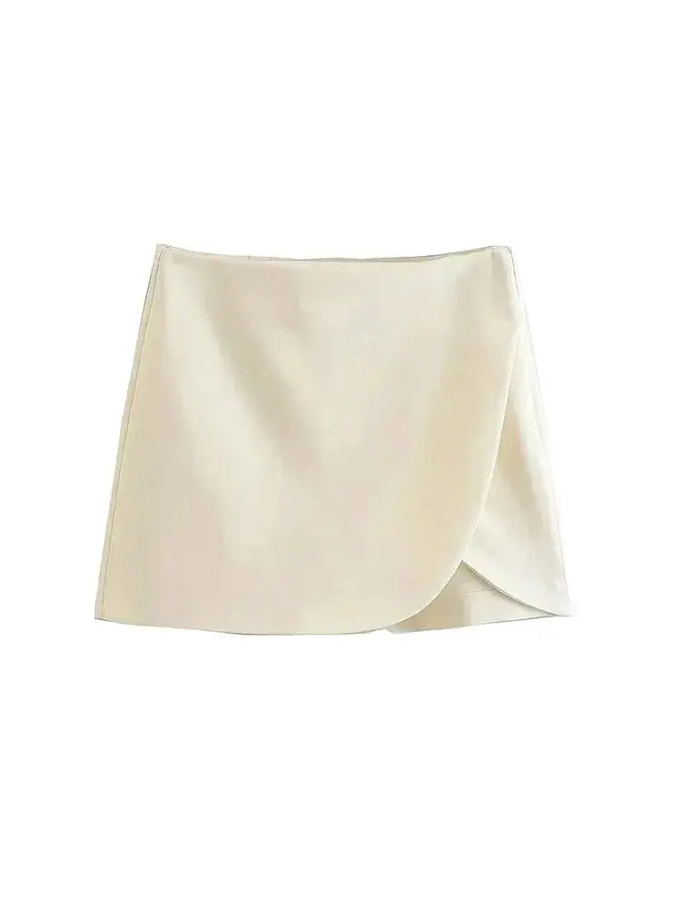Women Fashion Pareo Style Shorts Skirts Vintage High Waist Side Zipper Female Skort Mujer.