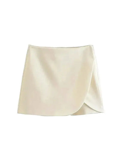 Women Fashion Pareo Style Shorts Skirts Vintage High Waist Side Zipper Female Skort Mujer.