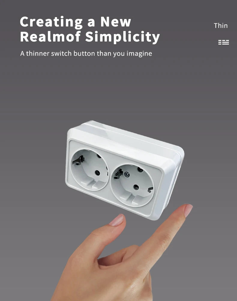 WESA Weiße Wandoberfläche, 2-Steckdosen, EU-Außensteckdosen mit Erdungssteckdose, flammhemmende Farbe aus Kunststoff.