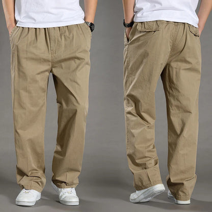 Mens casual Cargo Cotton pants men pocket loose Straight Pants Elastic Work Trousers Brand Fit Joggers Male Super Large Size 6XL.