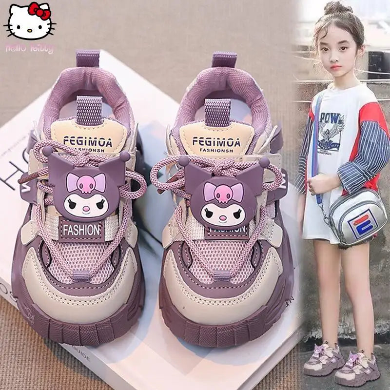 Anime Girls Kuromi Autumn New Board Shoes Sanrio Sports Dad Shoes Children Cartoon Kawaii Comfortable Breathable Casual Shoes.