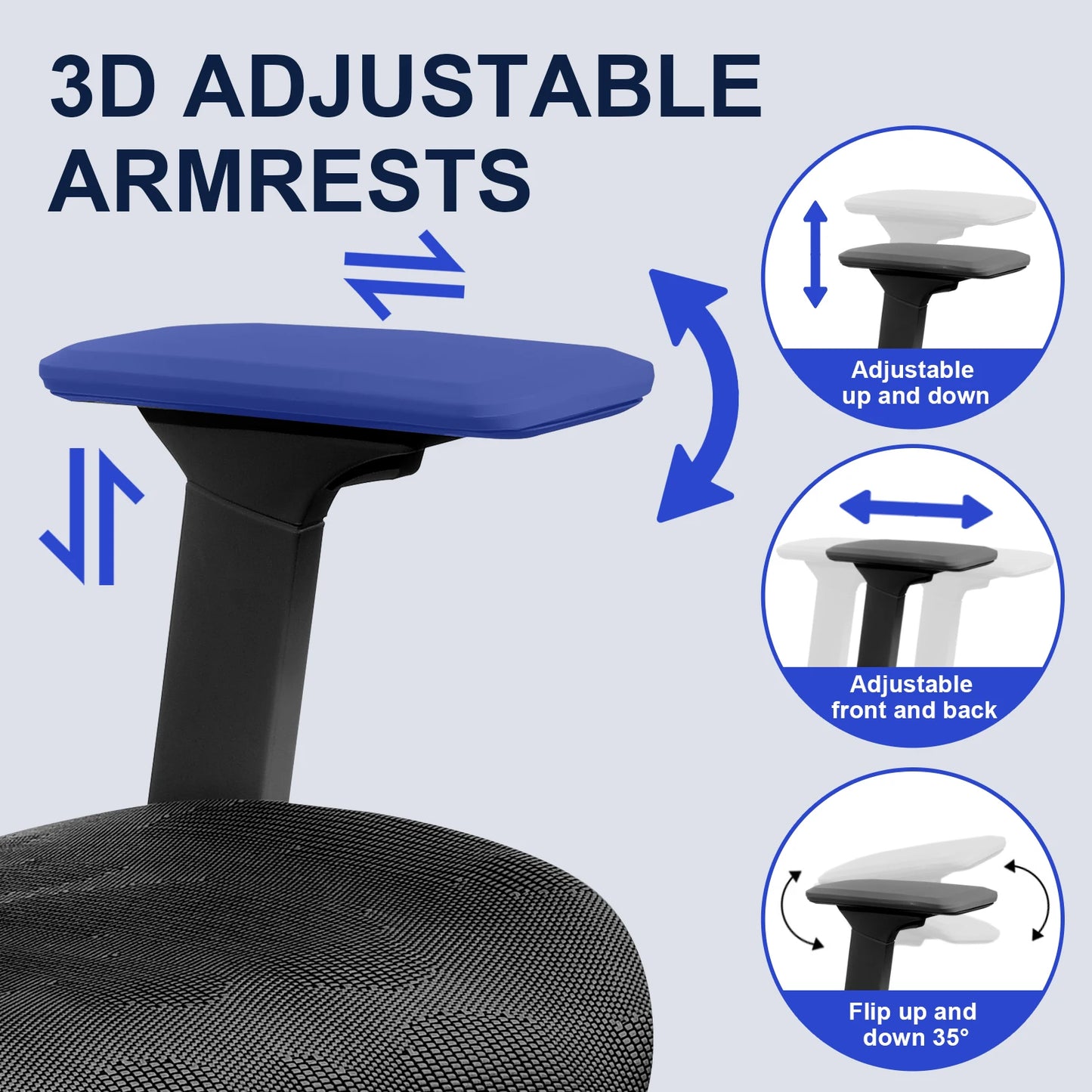 Ergonomischer Stuhl mit Fußstütze, bequemer drehbarer Schreibtischstuhl für zu Hause, Computer-Gaming-Stuhl mit 3D-verstellbarer Armlehne, Rollen für Zuhause