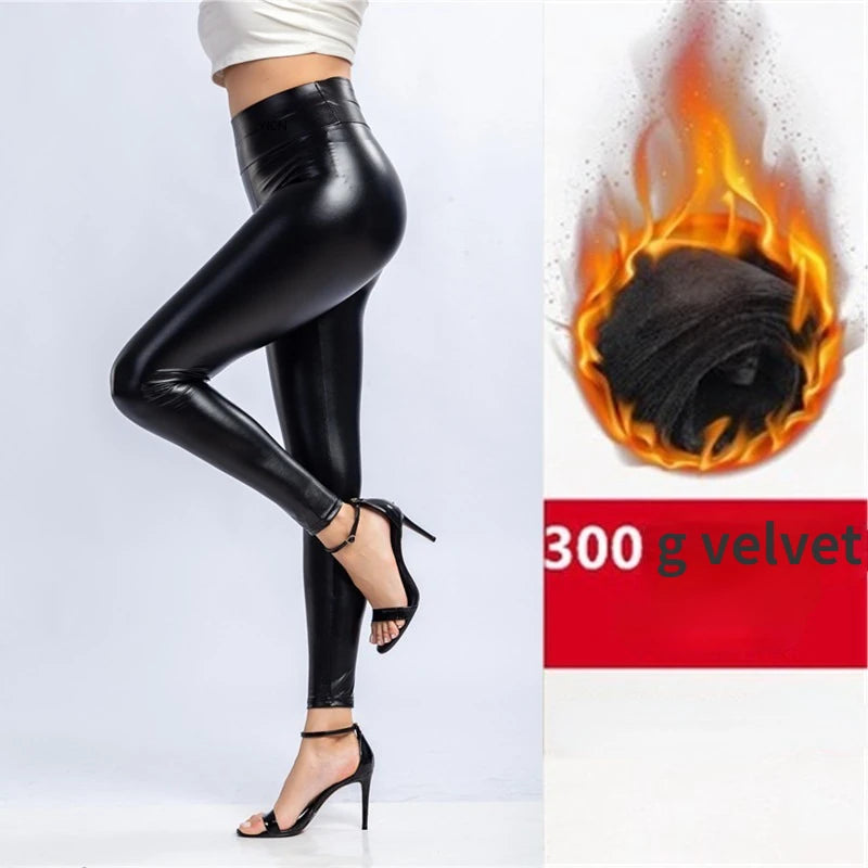 Skinny leggings Black Velvet High Waist Leggings Stretchy Skinny.
