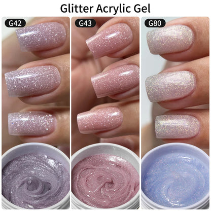 MSHARE 50g/250g Shimmer Pink White Acrylic Gel TPO Free Glitter Shiny Extension Acryl Hard Gel Nails Sculpting Construction.