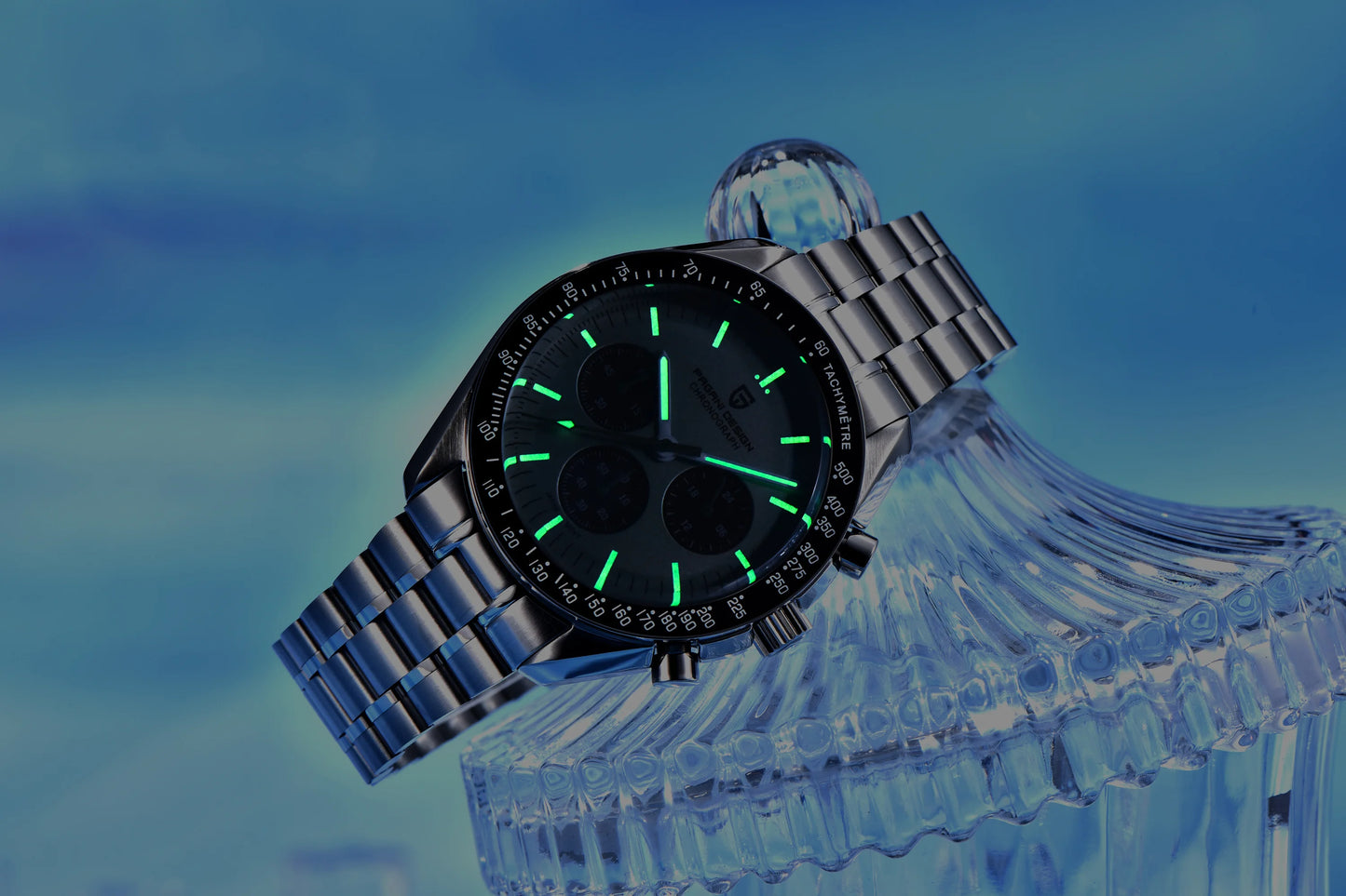 PAGANI DESIGN 2025 New Saturn Men's Watches Top Luxury Quartz Watch Men Light Tan Chronograph AR Sapphire crystal Wristwatch Men.