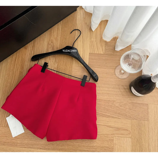 Three-dimensional decoration floral shorts y2k High street Red High waist mini skirt shorts Design Sexy  Women Clothing ﻿.