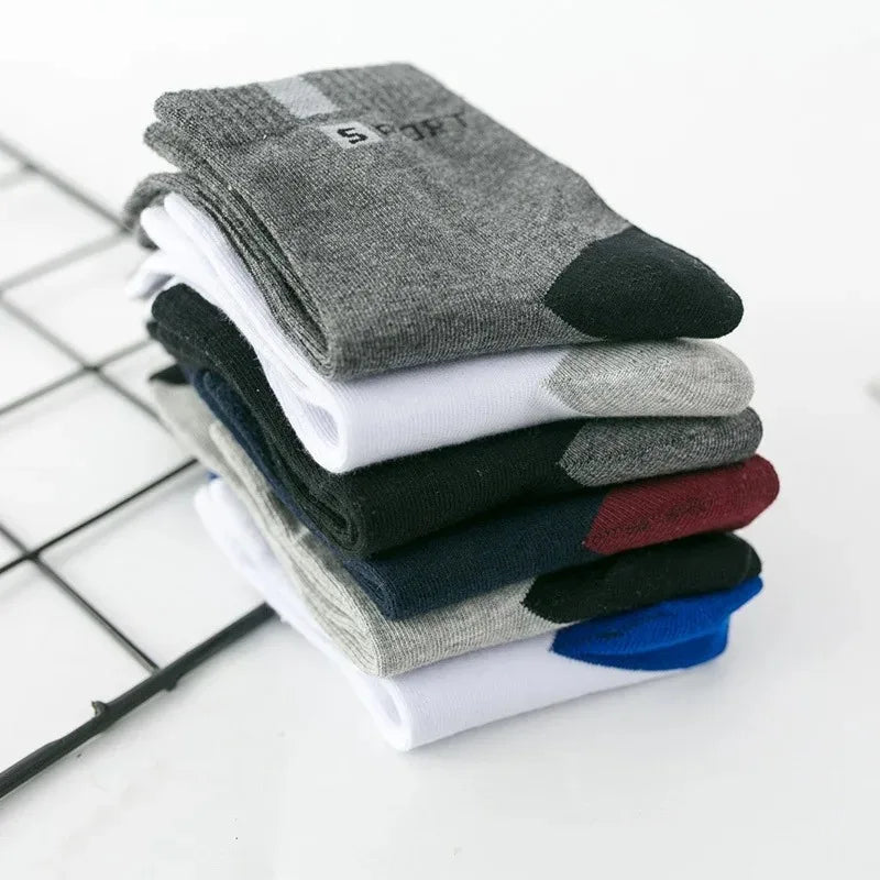 10/5/3pairs Breathable Con Sports Stockings Men Bamboo Fiber Autumn and Winter Men Socks Sweat Absorption Deodorant Business Sox.