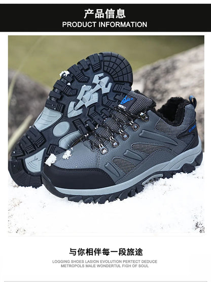 Winter Tactical Boots Combat Autumn Hiking Boots Men Snow Warm Fur Sneakers Padded Trekking Black Waterproof Leathe Sneakers.