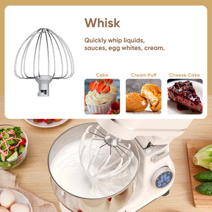 BioloMix Kitchen Food Stand Mixer, 1200W 11-Speeds DC Motor, Digital OLED Screen, Electric Food Mixer with Dough Hook, Whisk.