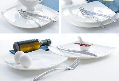 10.5 inch, bone china square dish, white ceramic plate for steak / soup, buffet serving trays, novalty dinner plate, rectangle.