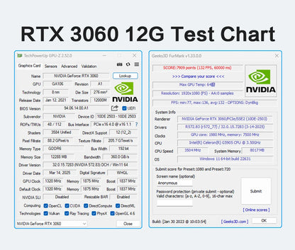 MLLSE RTX 3060 12GB Graphics Card GDDR6 192Bit PCI Express 4.0 ×16 8Pin NVIDIA GPU Rtx 3060 Gaming Video Card Placa De Video.