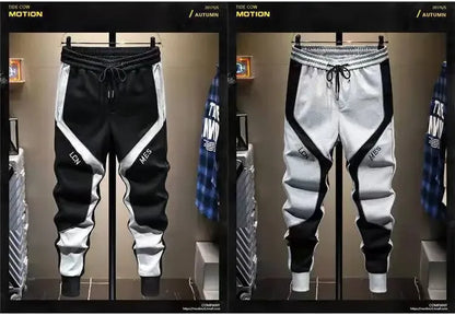 Lässige Herrenhose, koreanische trendige, locker sitzende Hose für dicke Leute, Herren-Jogginghose mit Gürtel und Spleißen.