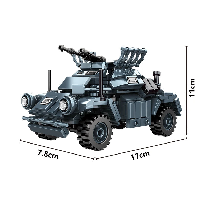 World War 2 WW2 Army Military Soldiers Armor Halftrack Main Station Tank Building Blocks Bricks Model DIY Assembly Toys For Kids